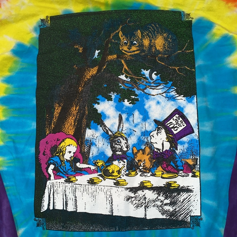 Alice in Wonderland Double Sided Vintage Tie Dye Long Sleeve Gildan Shirt XL - Picture 11 of 16